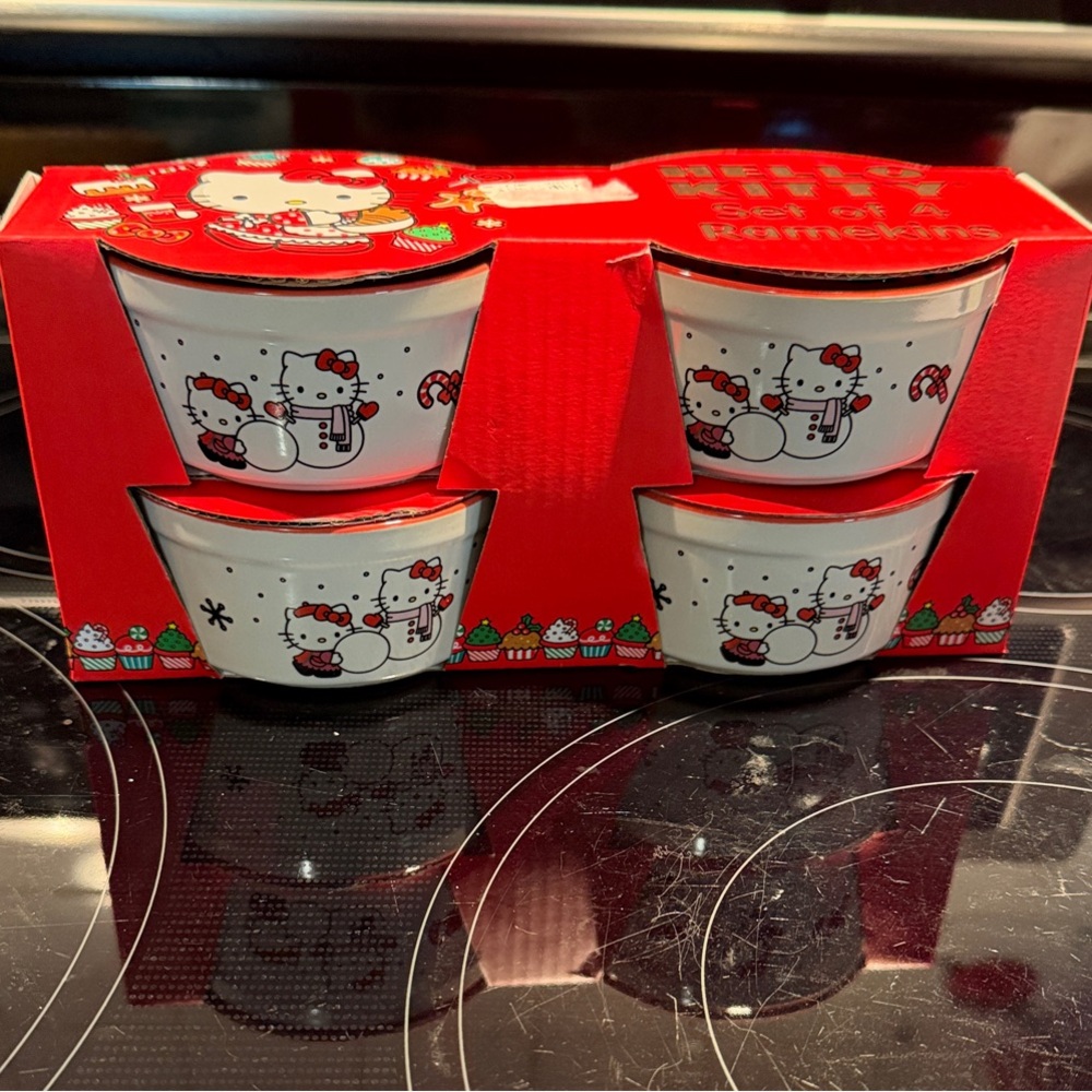 Hello Kitty Ramekins with Red and White Design